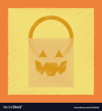 Flat shading style icon halloween bag vector image