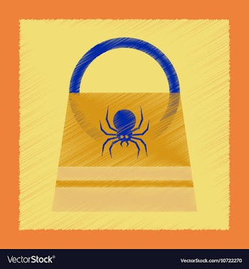 Flat shading style icon halloween bag vector image