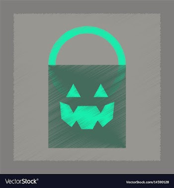Flat shading style icon halloween bag vector image