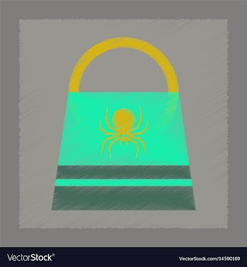 Flat shading style icon halloween bag vector image