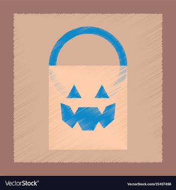 Flat shading style icon halloween bag vector image