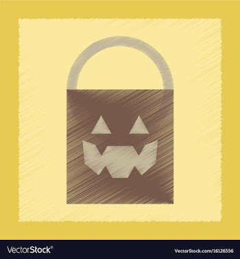 Flat shading style icon halloween bag vector image
