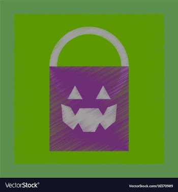 Flat shading style icon halloween bag vector image