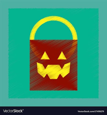 Flat shading style icon halloween bag vector image