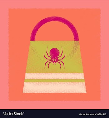 Flat shading style icon halloween bag vector image