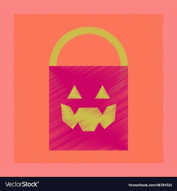 Flat shading style icon halloween bag vector image