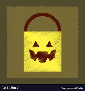 Flat shading style icon halloween bag vector image
