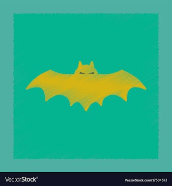 Flat shading style icon halloween bat vector image