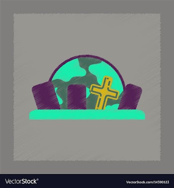 Flat shading style icon halloween cemetery full vector image