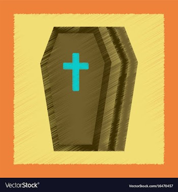 Flat shading style icon halloween coffin vector image
