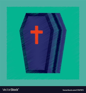 Flat shading style icon halloween coffin vector image