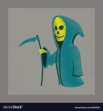 Flat shading style icon halloween death scythe vector image
