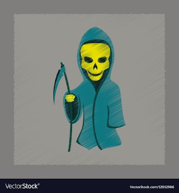 Flat shading style icon halloween death scythe vector image