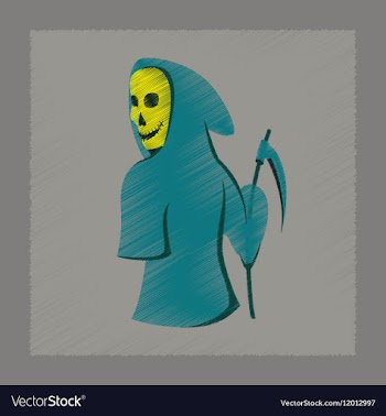 Flat shading style icon halloween death scythe vector image