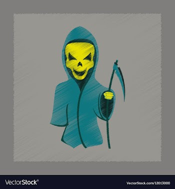 Flat shading style icon halloween death scythe vector image