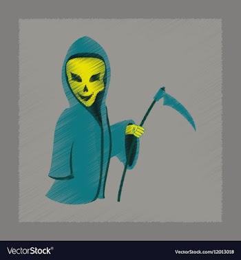 Flat shading style icon halloween death scythe vector image