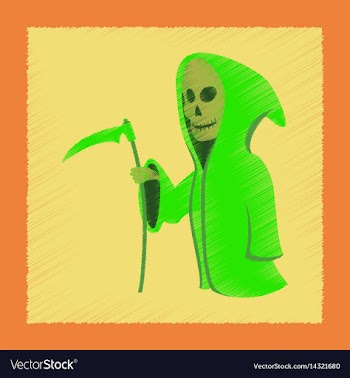 Flat shading style icon halloween death scythe vector image