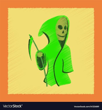 Flat shading style icon halloween death scythe vector image
