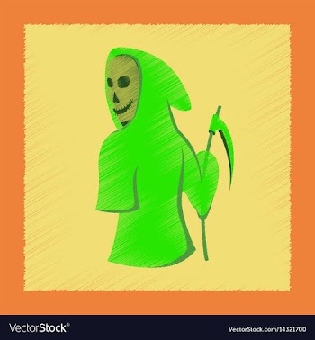 Flat shading style icon halloween death scythe vector image