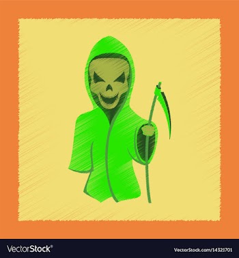 Flat shading style icon halloween death scythe vector image