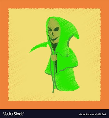 Flat shading style icon halloween death scythe vector image