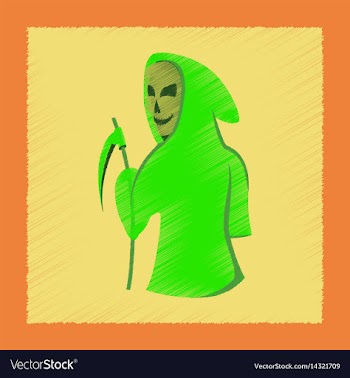Flat shading style icon halloween death scythe vector image