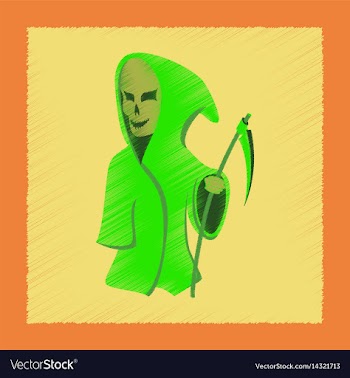 Flat shading style icon halloween death scythe vector image