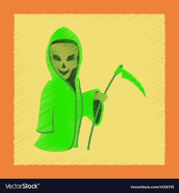 Flat shading style icon halloween death scythe vector image