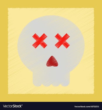 Flat shading style icon halloween emotion skull vector image