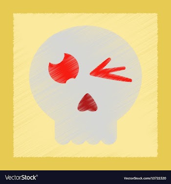 Flat shading style icon halloween emotion skull vector image