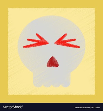Flat shading style icon halloween emotion skull vector image