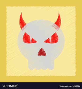 Flat shading style icon halloween emotion skull vector image