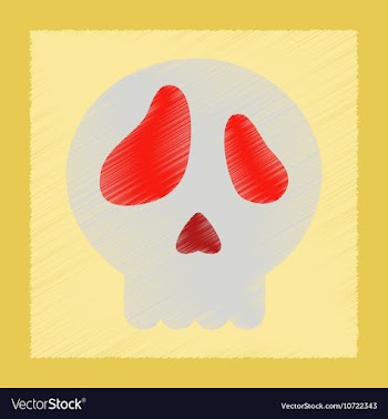 Flat shading style icon halloween emotion skull vector image