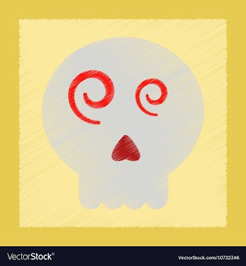 Flat shading style icon halloween emotion skull vector image