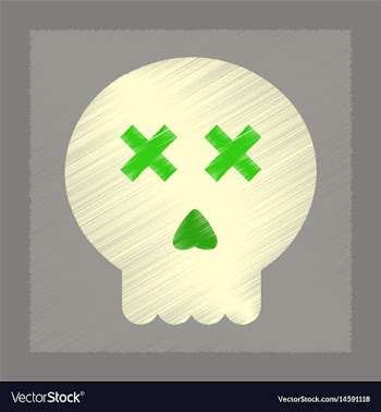 Flat shading style icon halloween emotion skull vector image