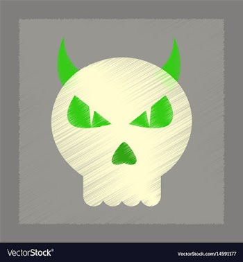 Flat shading style icon halloween emotion skull vector image