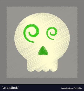 Flat shading style icon halloween emotion skull vector image