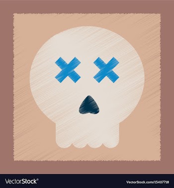 Flat shading style icon halloween emotion skull vector image