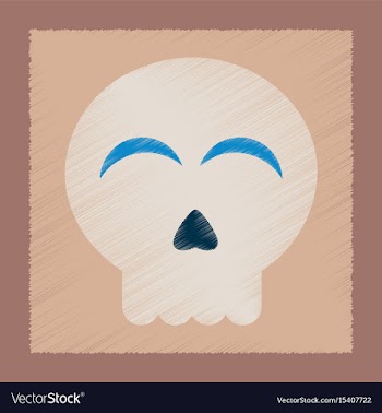 Flat shading style icon halloween emotion skull vector image
