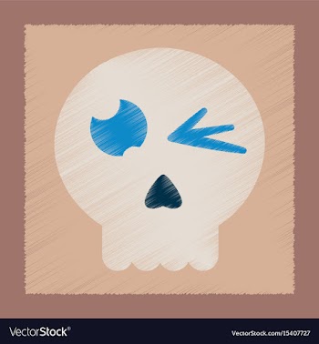 Flat shading style icon halloween emotion skull vector image