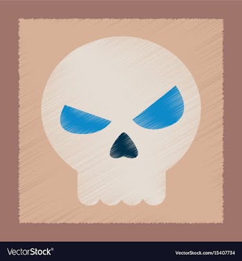 Flat shading style icon halloween emotion skull vector image