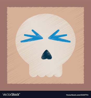 Flat shading style icon halloween emotion skull vector image