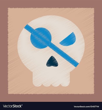 Flat shading style icon halloween emotion skull vector image
