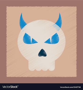Flat shading style icon halloween emotion skull vector image