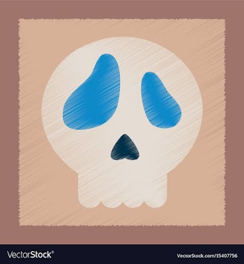 Flat shading style icon halloween emotion skull vector image