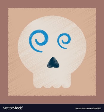 Flat shading style icon halloween emotion skull vector image