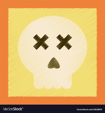 Flat shading style icon halloween emotion skull vector image