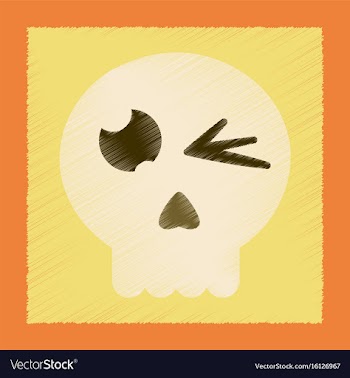 Flat shading style icon halloween emotion skull vector image