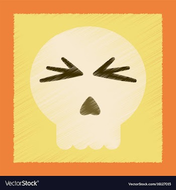 Flat shading style icon halloween emotion skull vector image
