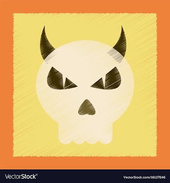 Flat shading style icon halloween emotion skull vector image